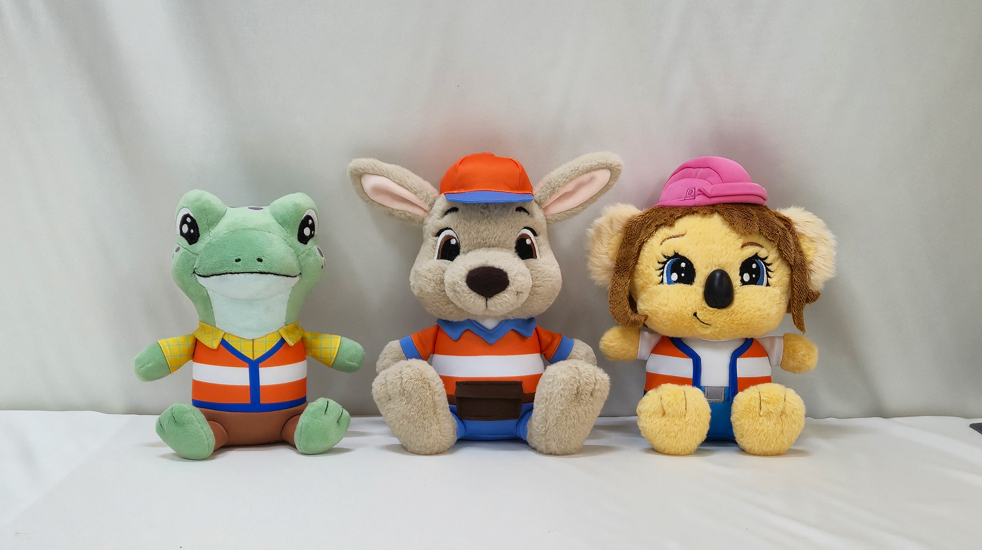 Tradie Roo, Sparkles and Rollo plush toys